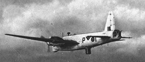 A Vickers Wellington bomber fitted with a Leigh Light for hunting surfaced U-boats at night