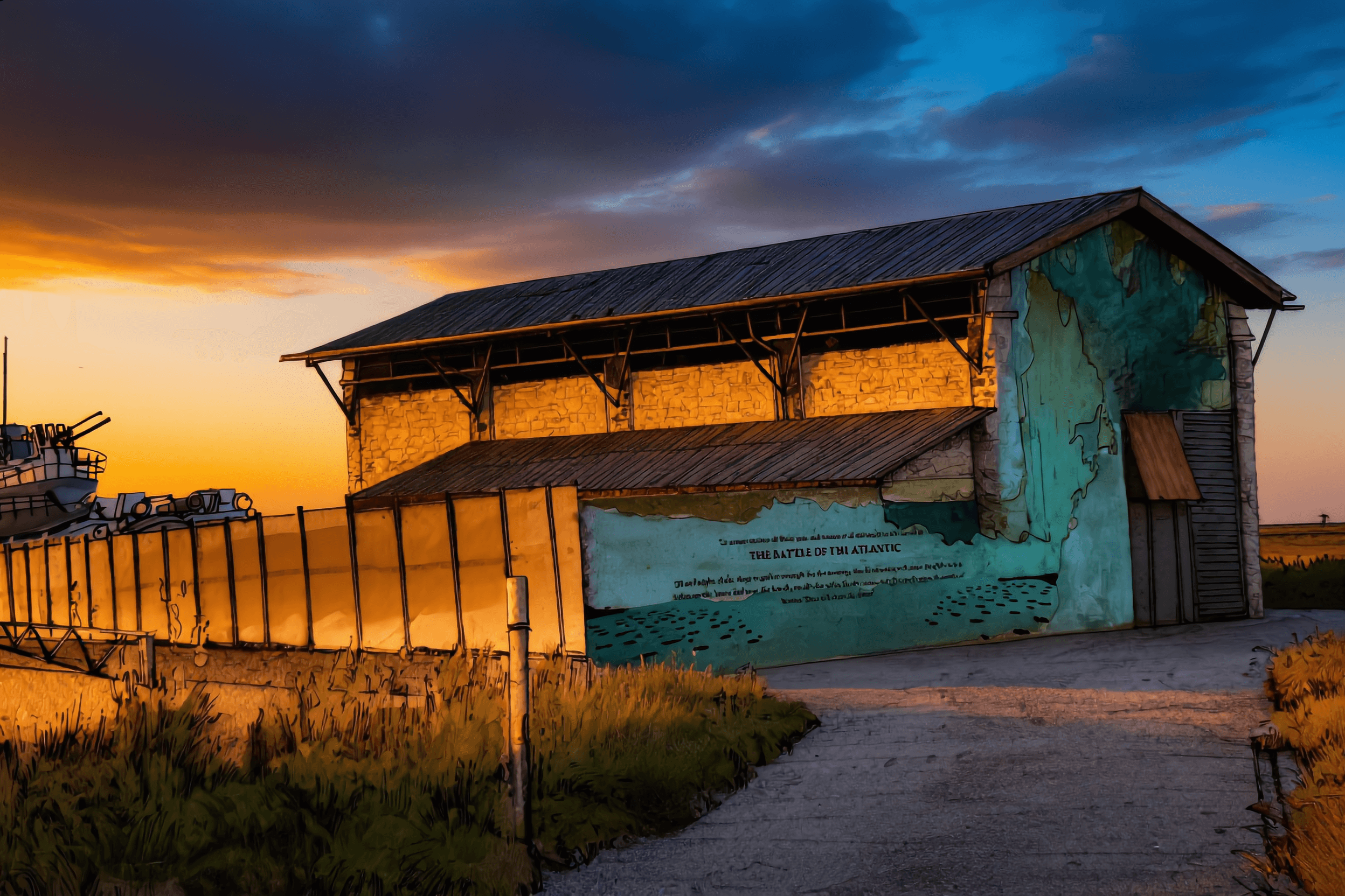 Battle of the Atlantic memorial building at sunset