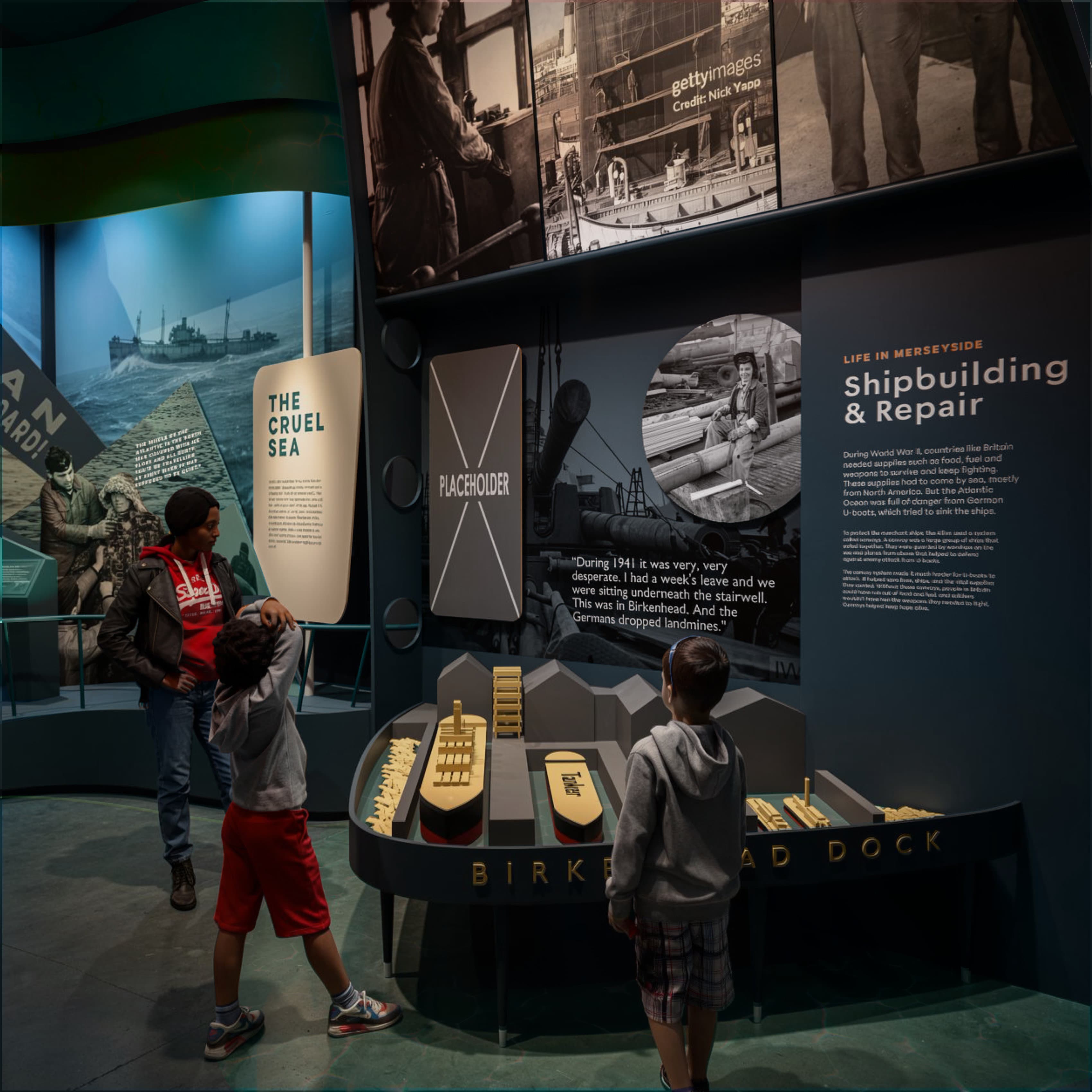 Shipbuilding & Repair - Life in Merseyside section featuring the Birkenhead Dock display